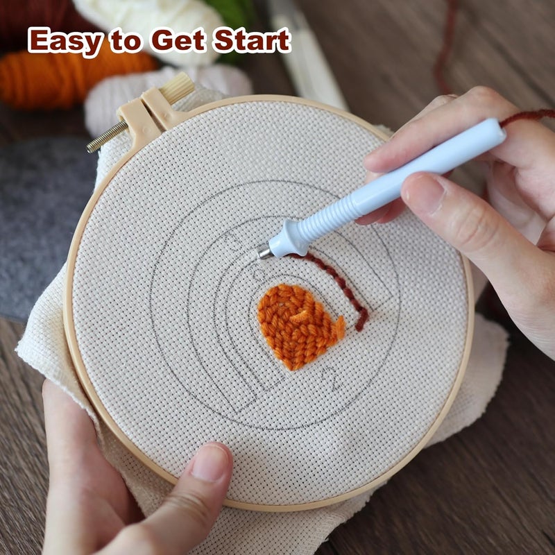 Temlum Punch Needle Coasters Kit, Punch Needle Embroidery Kit for Beginners and Adults Including Patterns, Tools, Yarns, Hoop, Instruction, Coaster Holder Coaster Art Craft Supplies (Plants) - Image 3